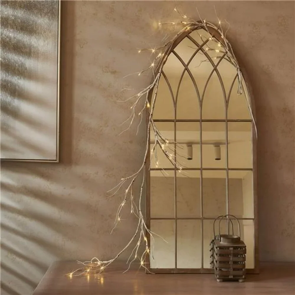 Lighted Birch Garland 6FT 48 LED Battery Operated with Timer Pre-lit